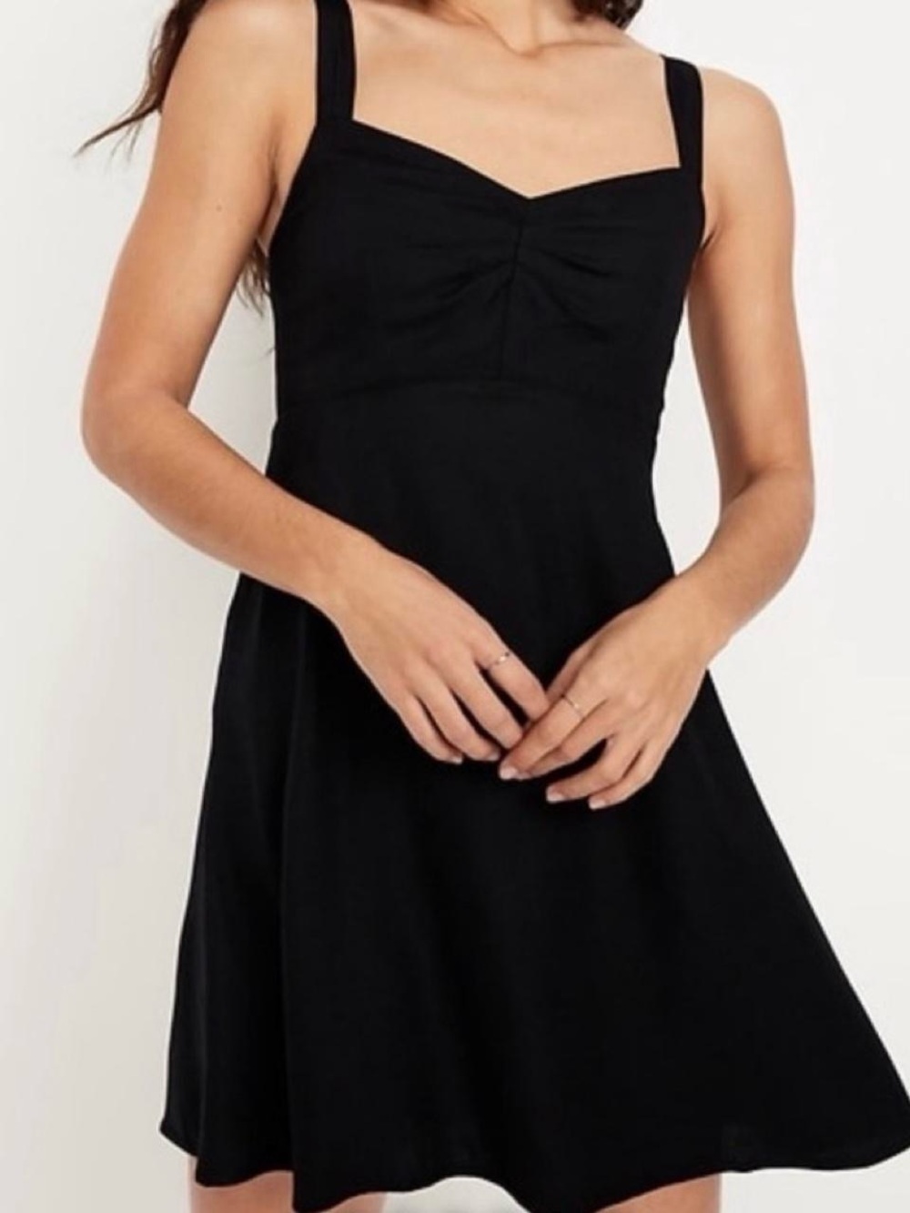 Old Navy Black Mini Dress – Ruched Bust Sweetheart Sundress, Size M.